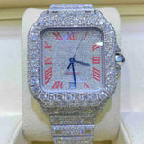 Pink Color Roman Numeric Moissanite Watch