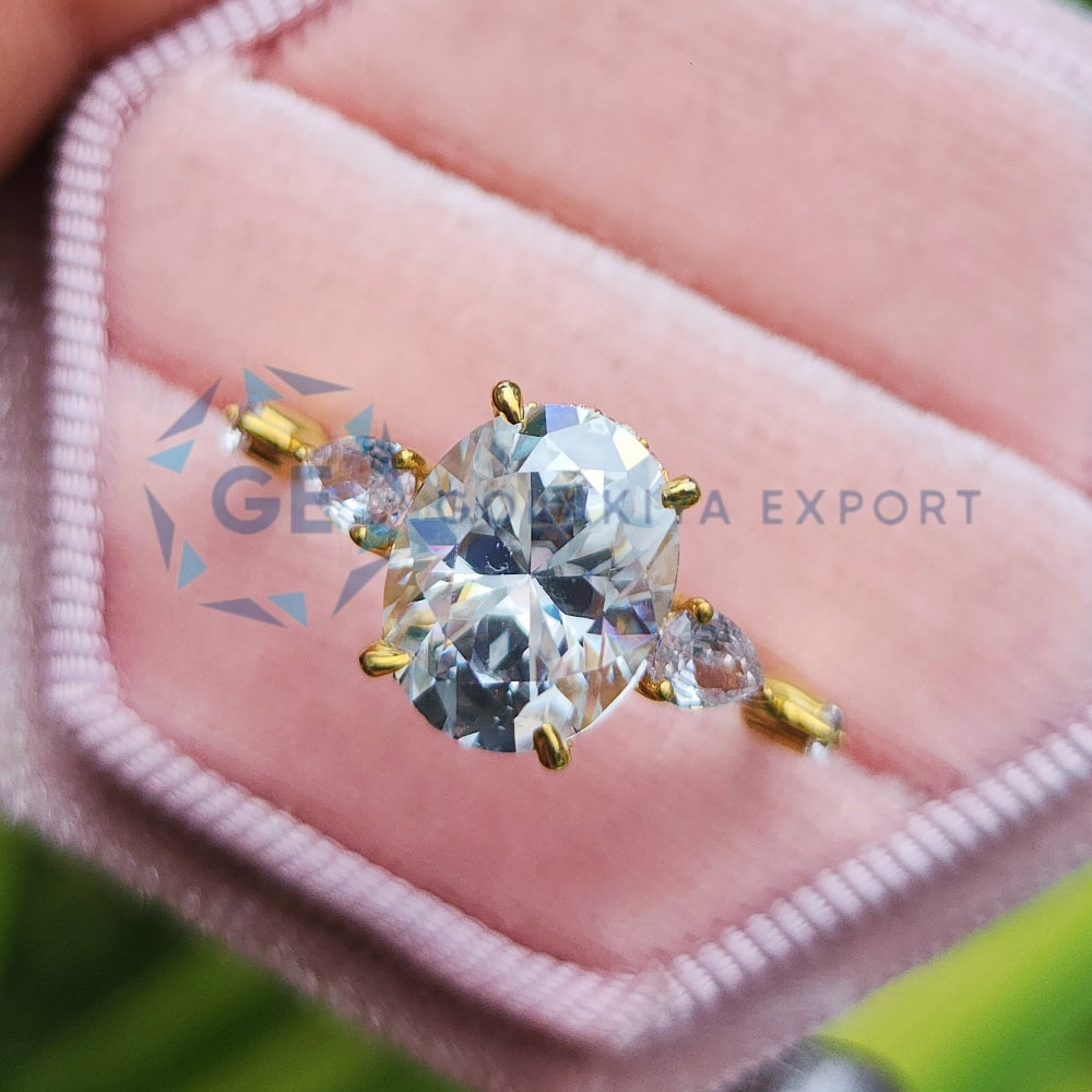14K Yellow Gold Oval Cut Hidden Halo Ring