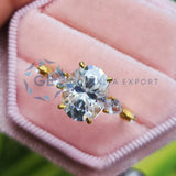 14K Yellow Gold Oval Cut Hidden Halo Ring