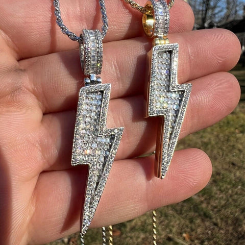 Moissanite Iced Out Lightning Bolt Pendant
