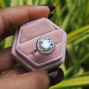 Round Cut Lab Grown Diamond Halo Engagement Ring