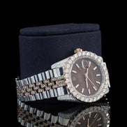 Brown Color Stainless Steel Moissanite Wrist Watch