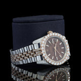Brown Color Stainless Steel Moissanite Wrist Watch