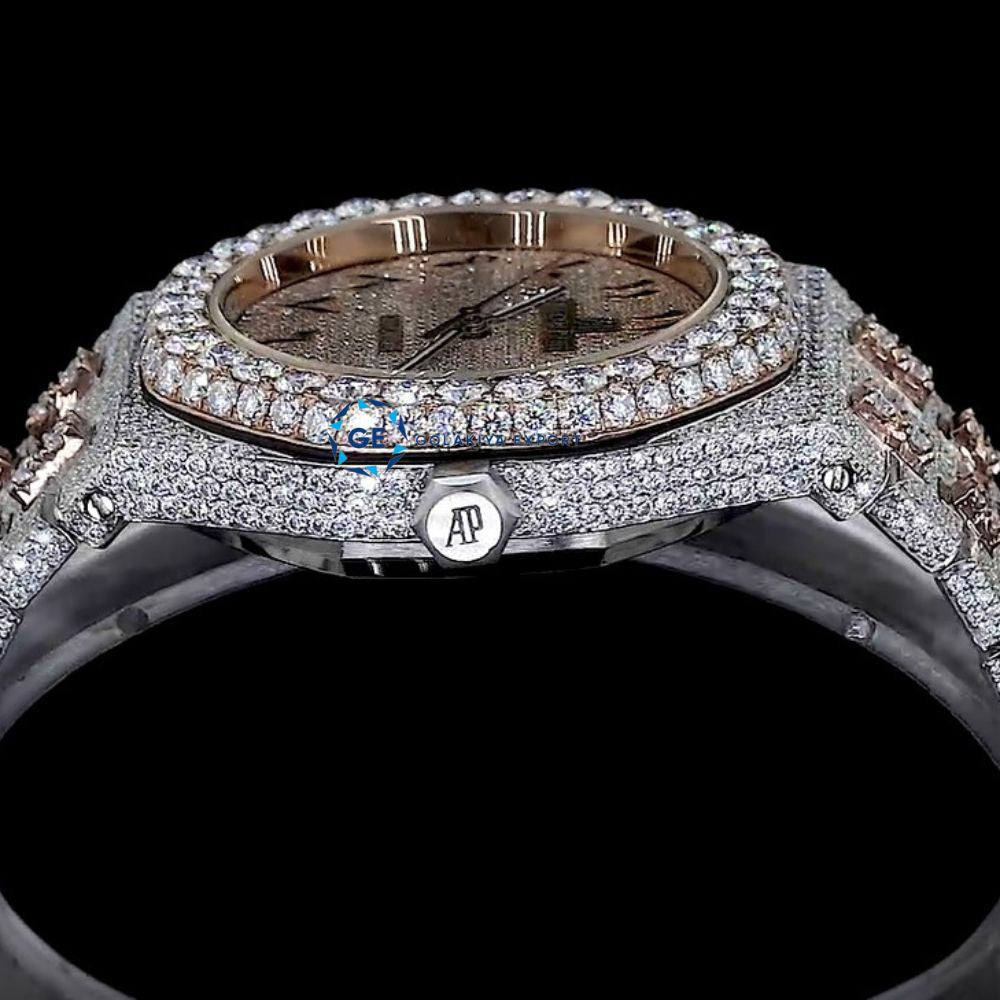 Awesome Arabic Dial Iced Out Full Moissanite Wrist Watch