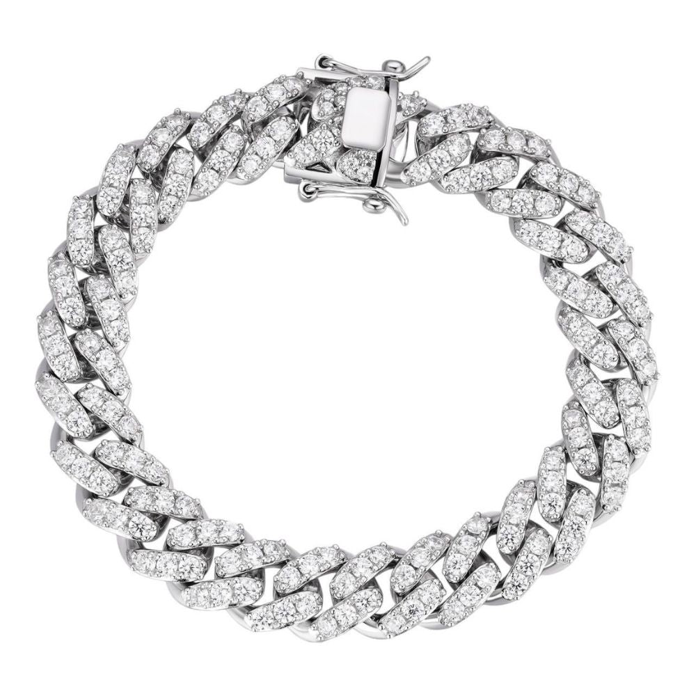 D Color Moissanite Iced Out Cuban Link Bracelet