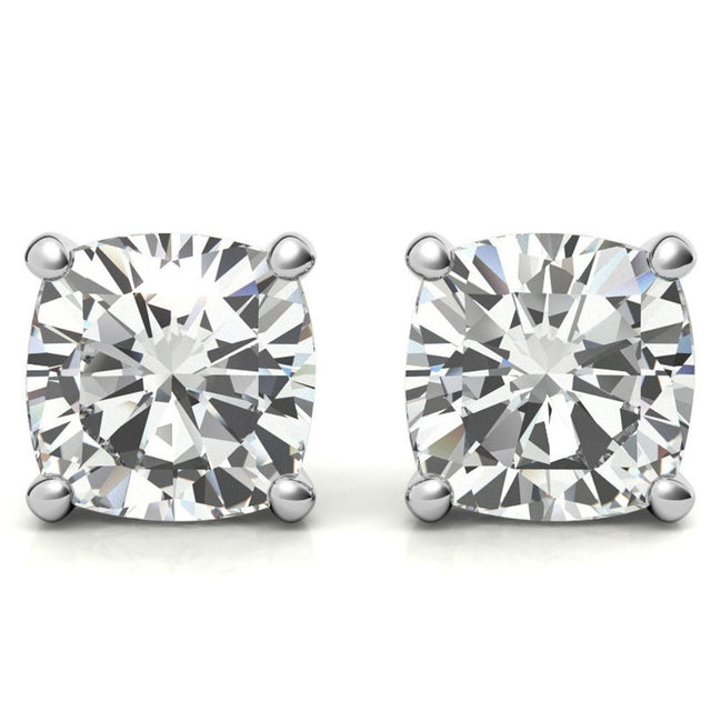 Solitaire Cushion Cut Moissanite Small Earrings