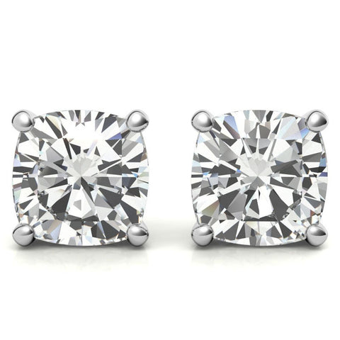 Solitaire Cushion Cut Moissanite Small Earrings