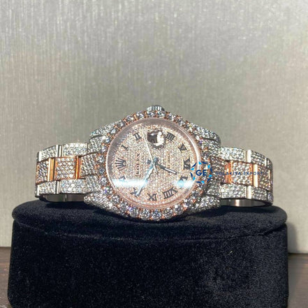 Hip Hop Iced Out Luxury Moissanite Dual Tone Watch