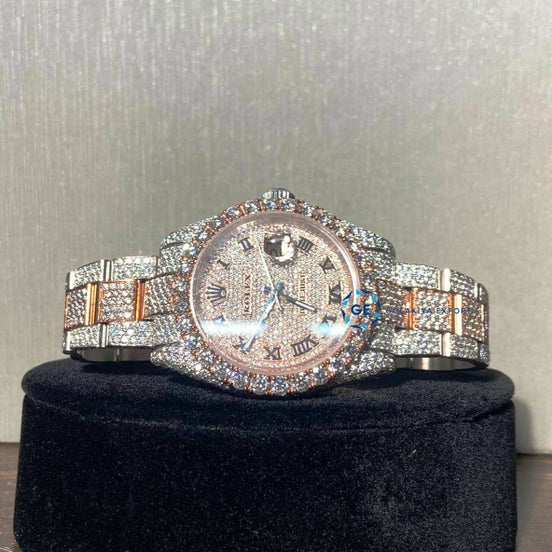 Hip Hop Iced Out Luxury Moissanite Dual Tone Watch