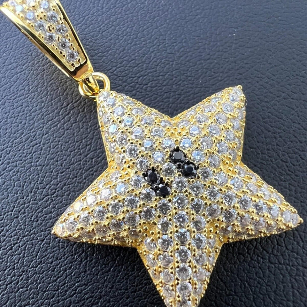 Iced Out Moissanite Diamond Star Pendant