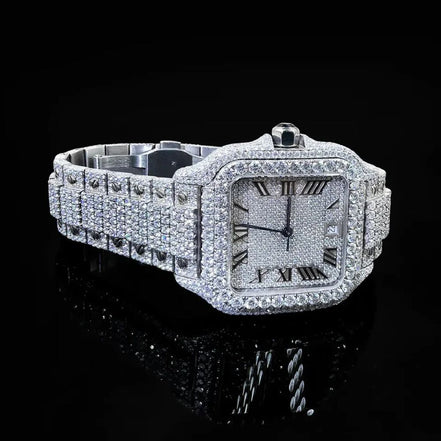 Iced Out Handmade Full White Moissanite Watch