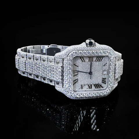 Iced Out Handmade Full White Moissanite Watch