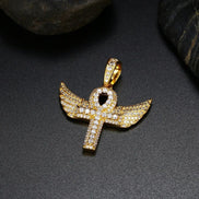925 Silver Moissanite Angle Wing Cross Pendant For Men's