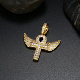 925 Silver Moissanite Angle Wing Cross Pendant For Men's
