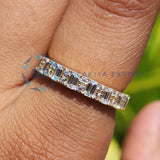 Half Eternity Round & Emerald Wedding Ring