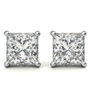Small Princess Cut Moissanite Dainty Earrings