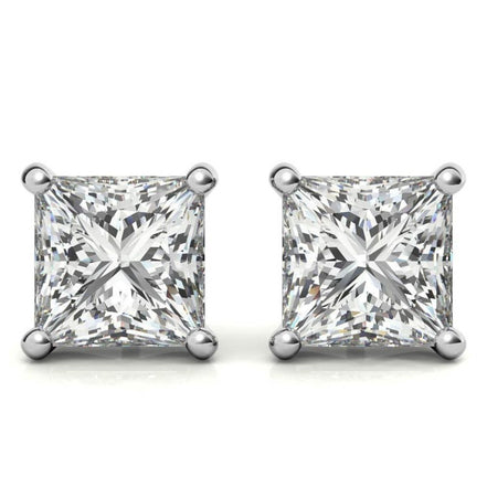 Small Princess Cut Moissanite Dainty Earrings