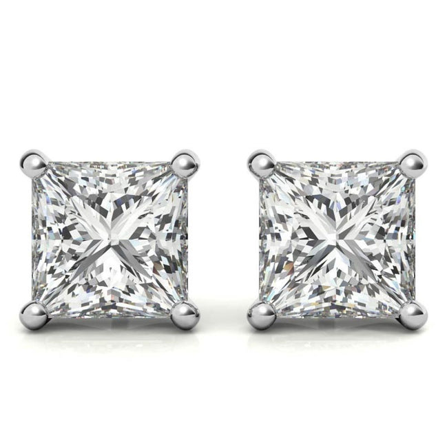 Small Princess Cut Moissanite Dainty Earrings