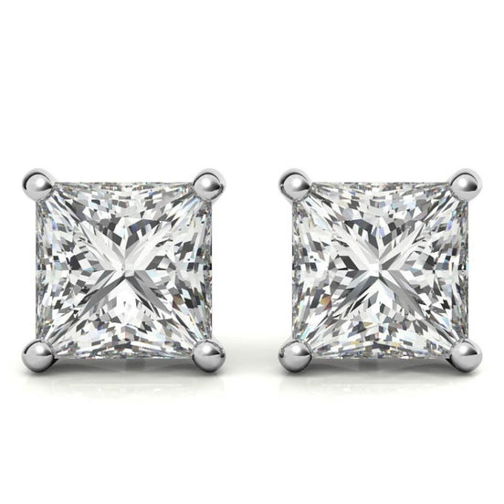 Small Princess Cut Moissanite Dainty Earrings