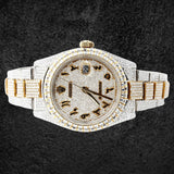 Dual Tone Iced Out Baguette Cut Moissanite Diamond Watch