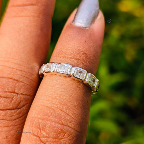 Bezel Set White Gold Radiant Cut Wedding Band For Women