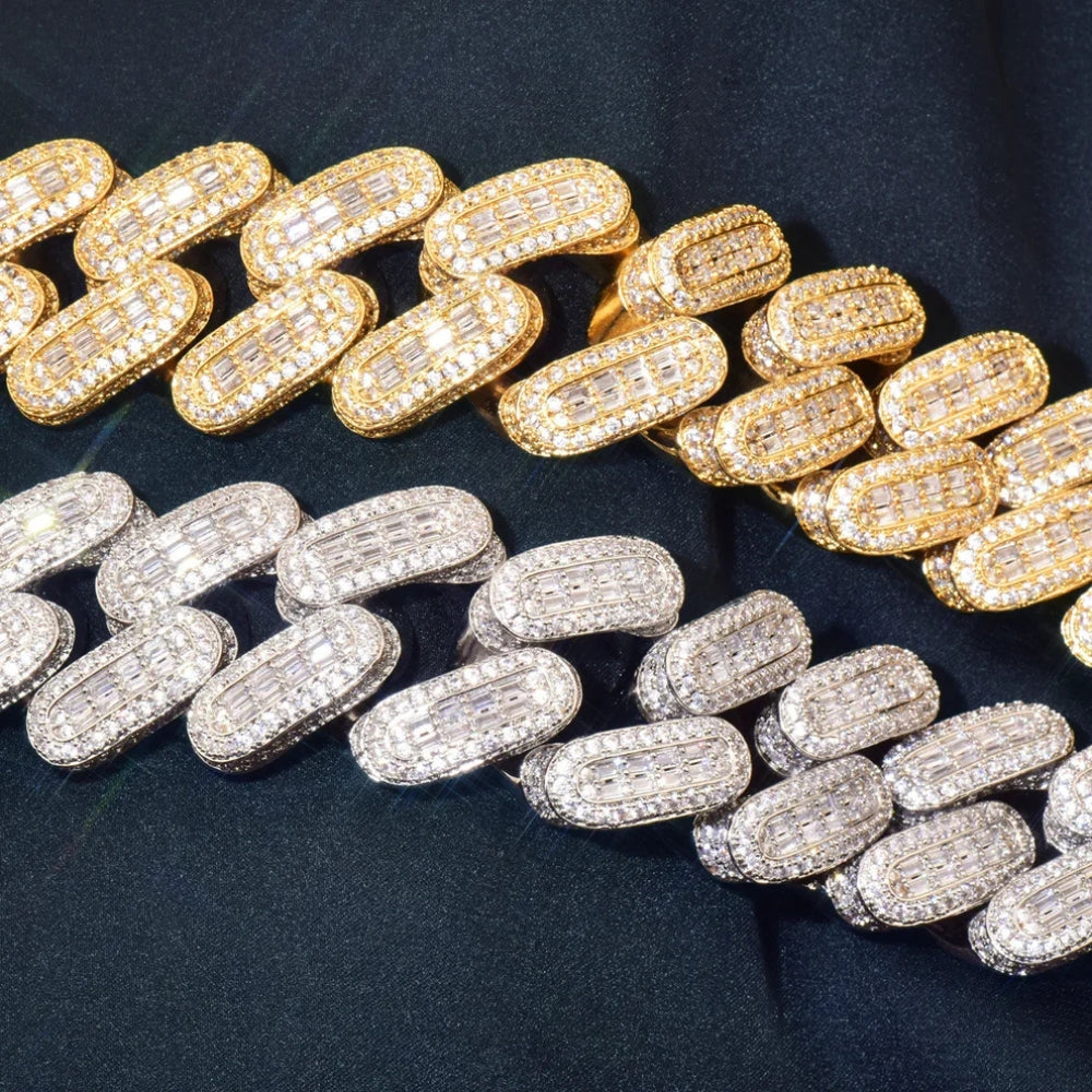 Iced Out Baguette Cuban Link Moissanite Bracelet
