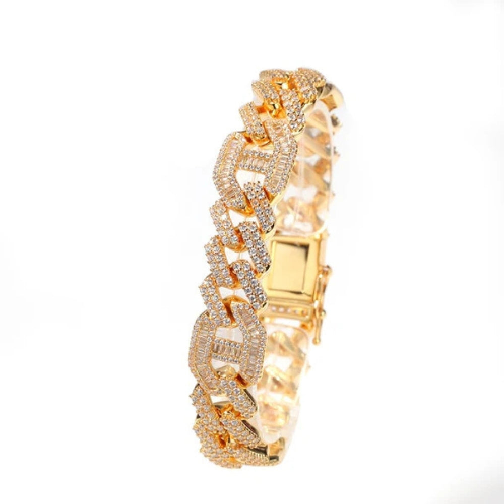 Luxury Hip Hop Moissanite Baguette Cuban Link Bracelet