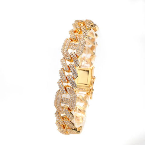 Luxury Hip Hop Moissanite Baguette Cuban Link Bracelet