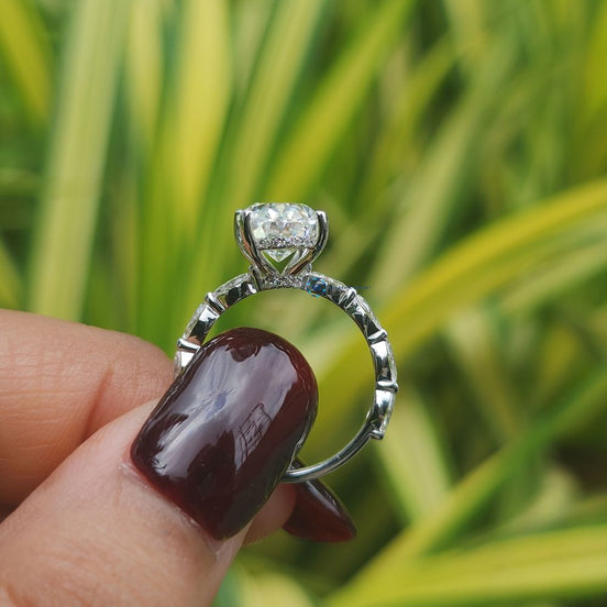 2.5CT Oval Cut Hidden Halo Lab Grown Diamond Ring