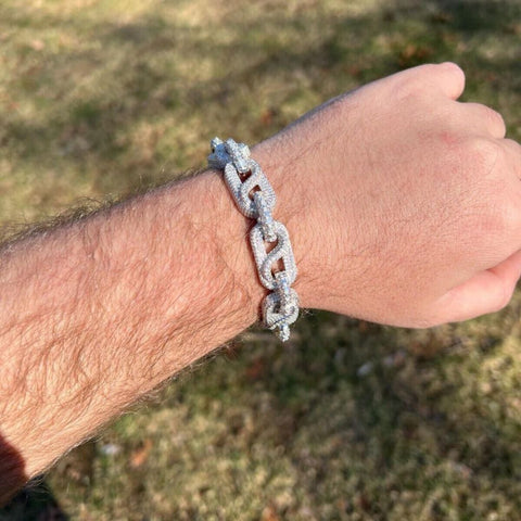 925 Sterling Silver Moissanite Diamond Link Bracelet