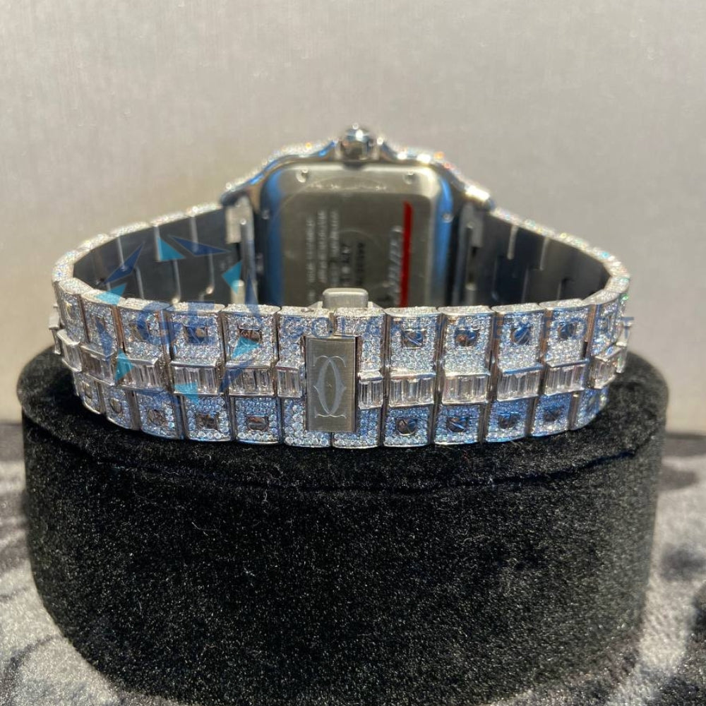 Bust Down Roman Numerals Moissanite Wrist Watch