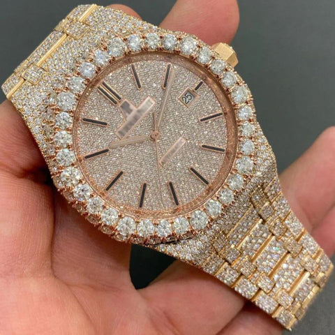Stainless Steel Moissanite Luxury Wrist Watch For Men's