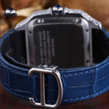 Blue Lather Belt Moissanite Diamond Watch Gift For Men's
