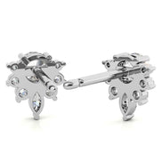 Round Cut Moissanite Cluster Stud Earrings in White Gold