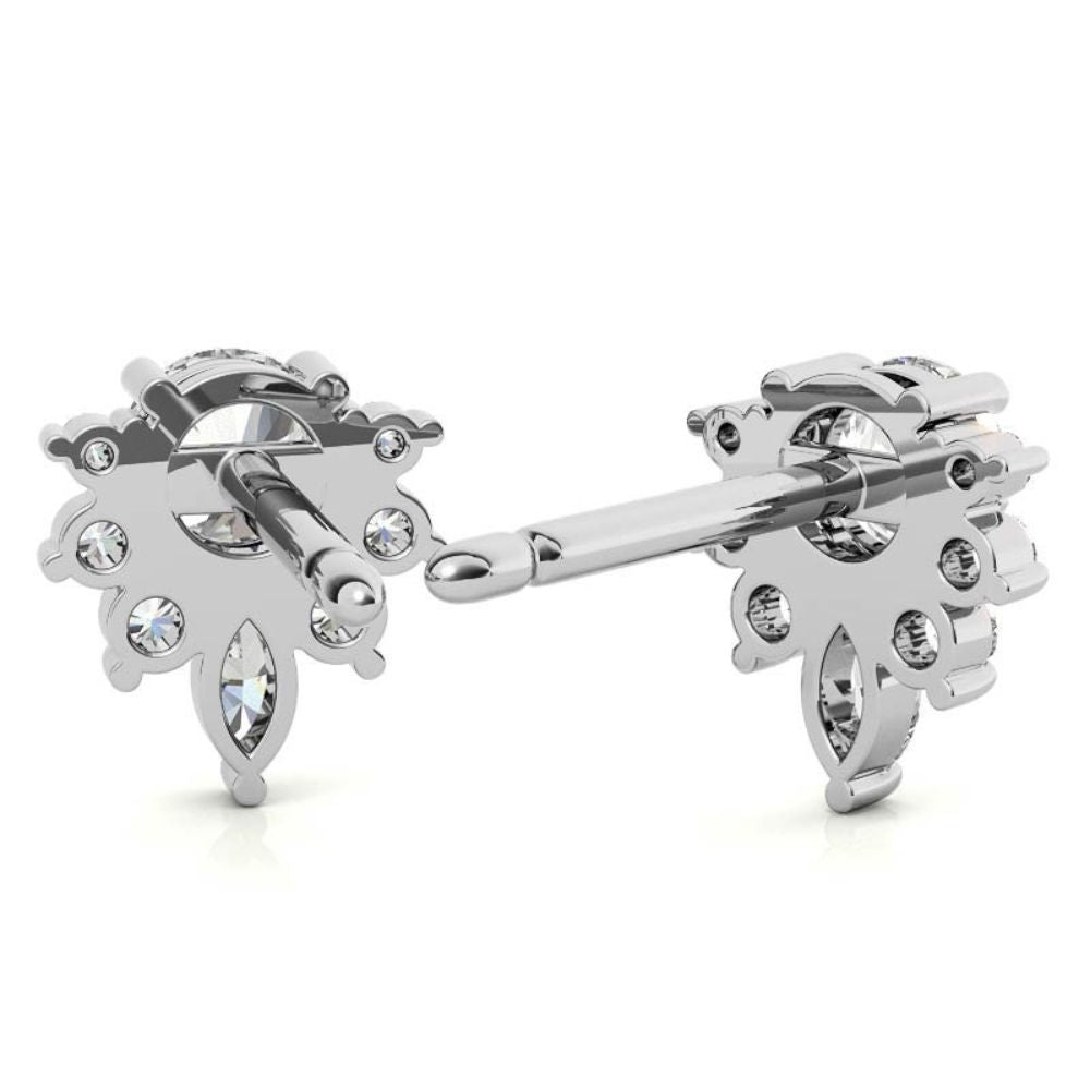 Round Cut Moissanite Cluster Stud Earrings in White Gold