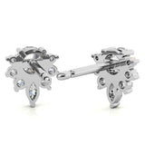 Round Cut Moissanite Cluster Stud Earrings in White Gold