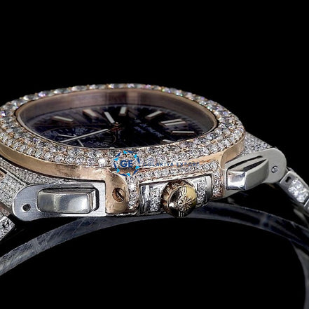 Blue Fully Iced Out Moissanite Hip Hop Stylish Watch For Men's