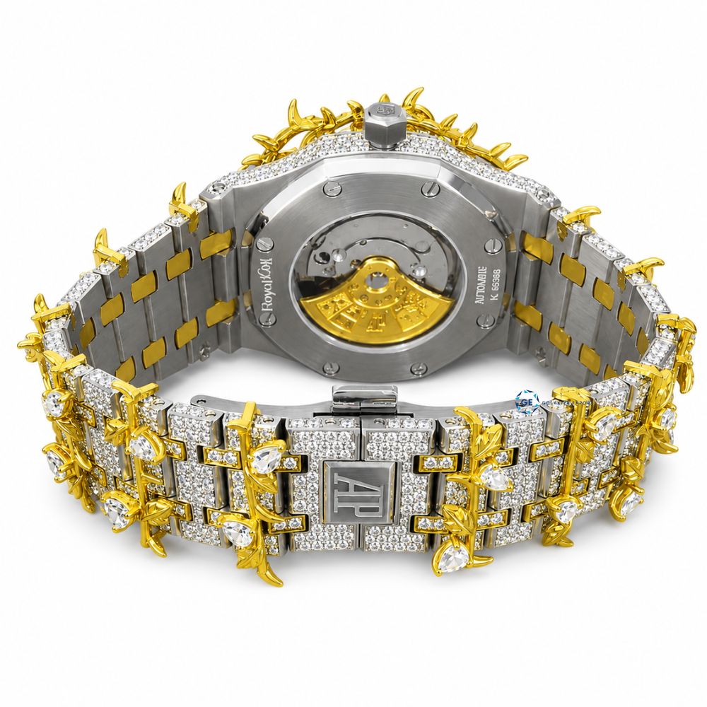 Moissanite Vintage Leaf Style Hip Hop Men's Watch Unique Luxury Watch