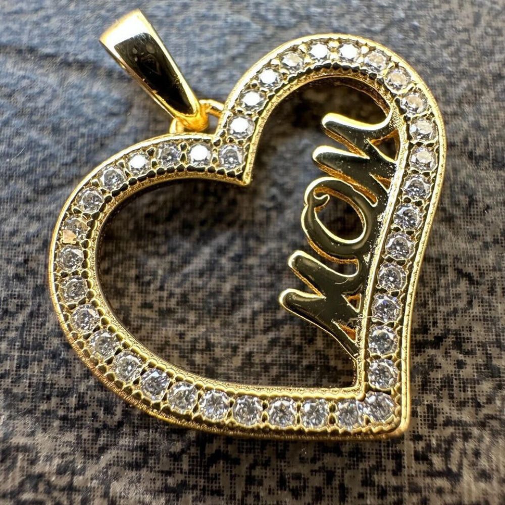 Heart Shaped Mom Latter Moissanite Unisex Pendant