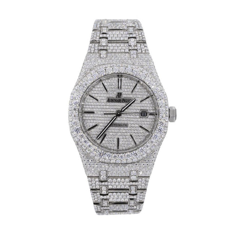 Fully Iced Out Black Stick Moissanite Automatic Watch For Men's