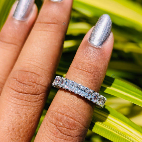Lab Grown Radiant Cut Full Eternity Wedding Band For Women