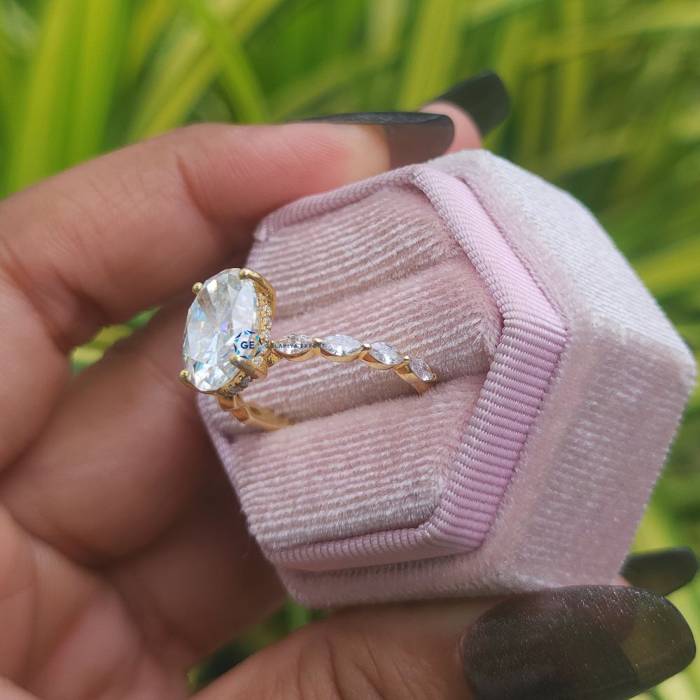 Lab Grown Oval Cut Yellow Gold Engagement Ring