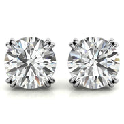 Double Claw Prong Round Cut Moissanite Solitaire Earrings