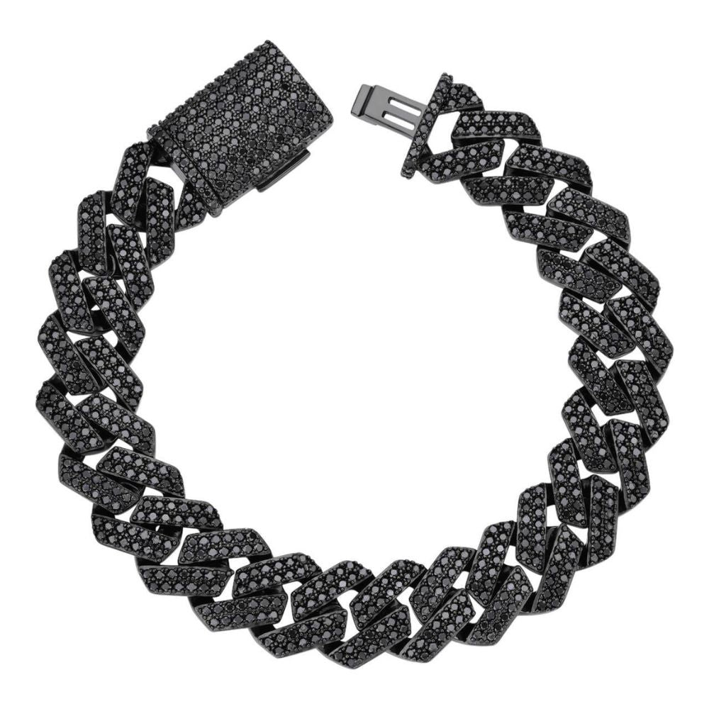 Black Moissanite Miami Cuban Link Hip Hop Bracelet