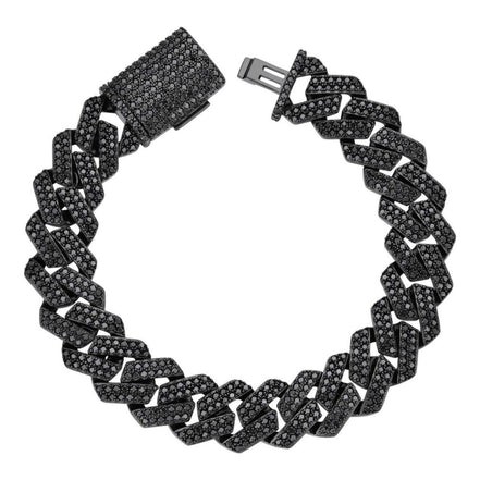 Black Moissanite Miami Cuban Link Hip Hop Bracelet