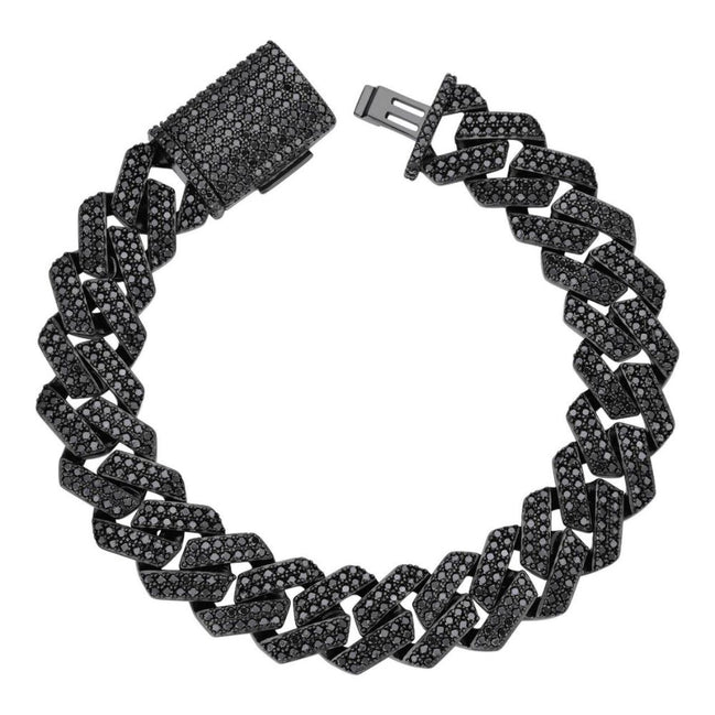 Black Moissanite Miami Cuban Link Hip Hop Bracelet