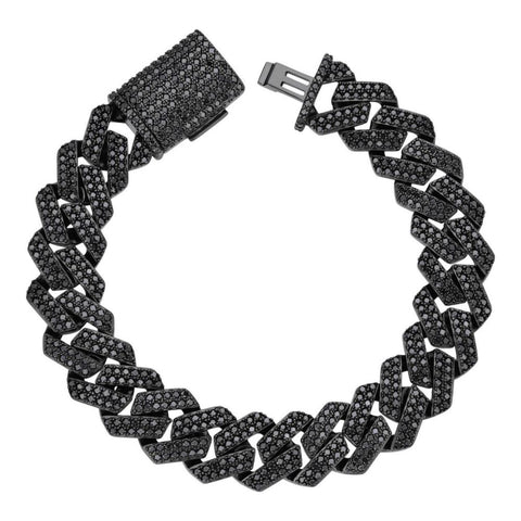 Black Moissanite Miami Cuban Link Hip Hop Bracelet