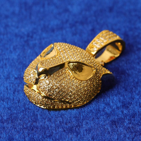 Animal Leopard Head Iced Out Moissanite Pendant