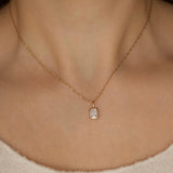 Bezel Set Emerald Cut Solitaire Moissanite Pendant For Women