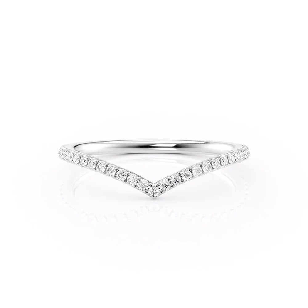 Chevron Style Round Cut Moissanite Eternity Band